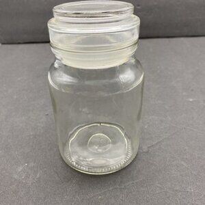 Vintage Round Apothecary Jar Storage Canister  Lid 5.5" Tall Tight Seal‎